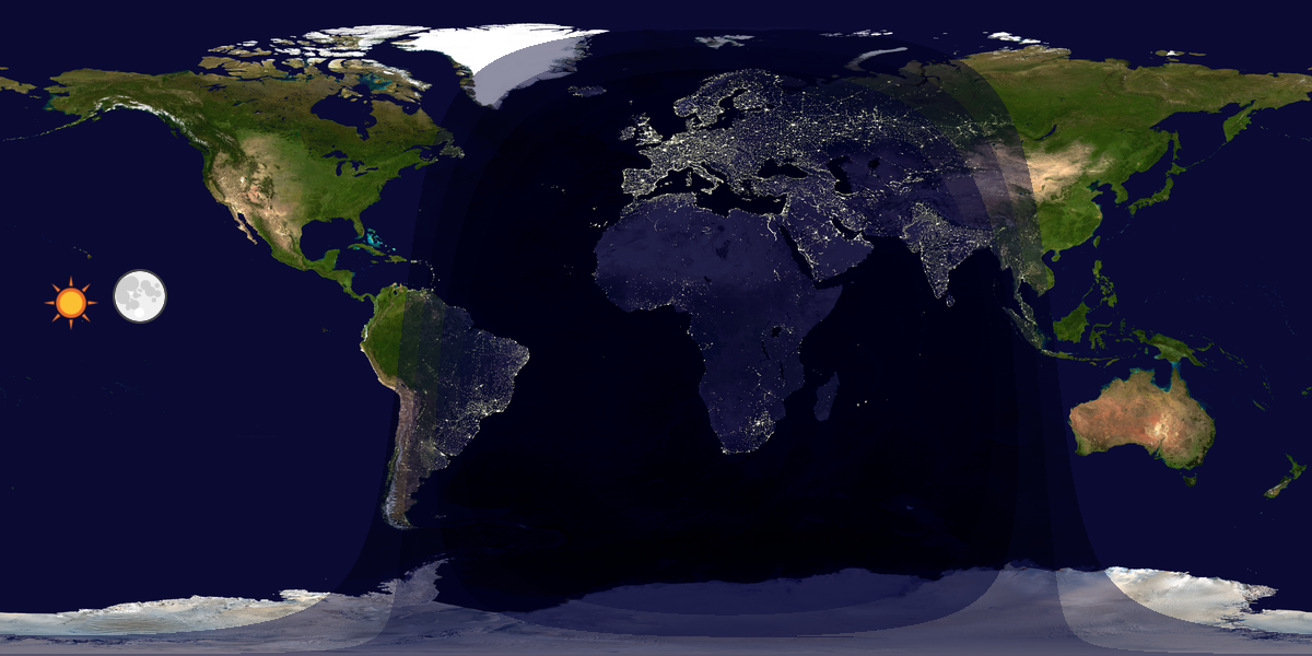 Verdenskart som viser dag og natt 
