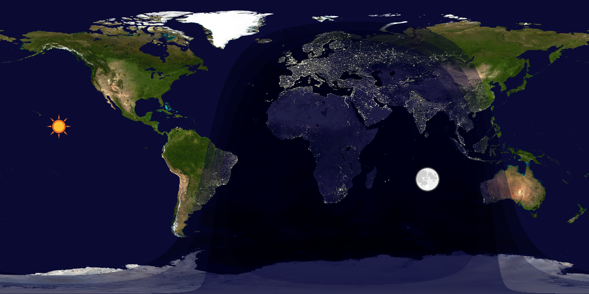 Verdenskart som viser dag og natt 