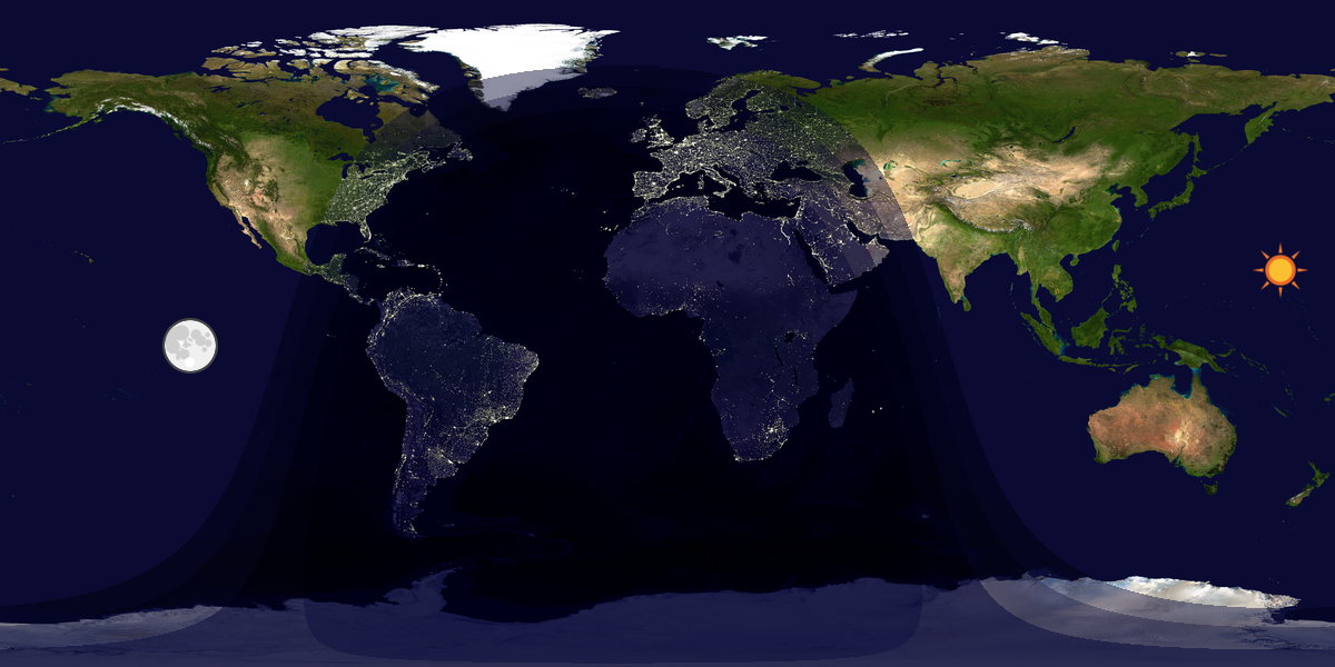 Verdenskart som viser dag og natt 