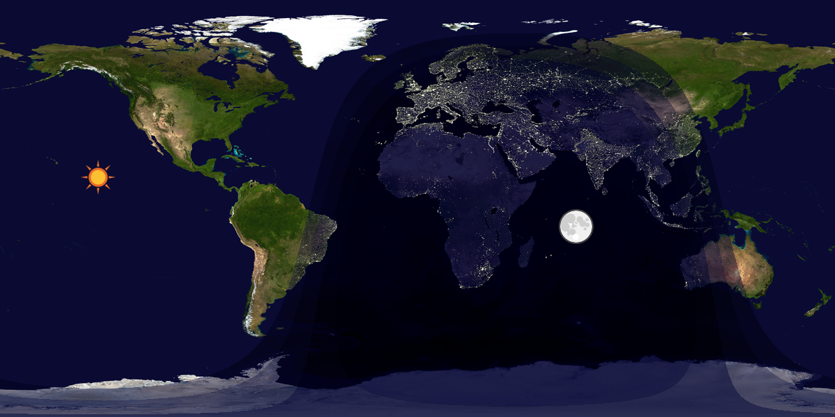 Verdenskart som viser dag og natt 