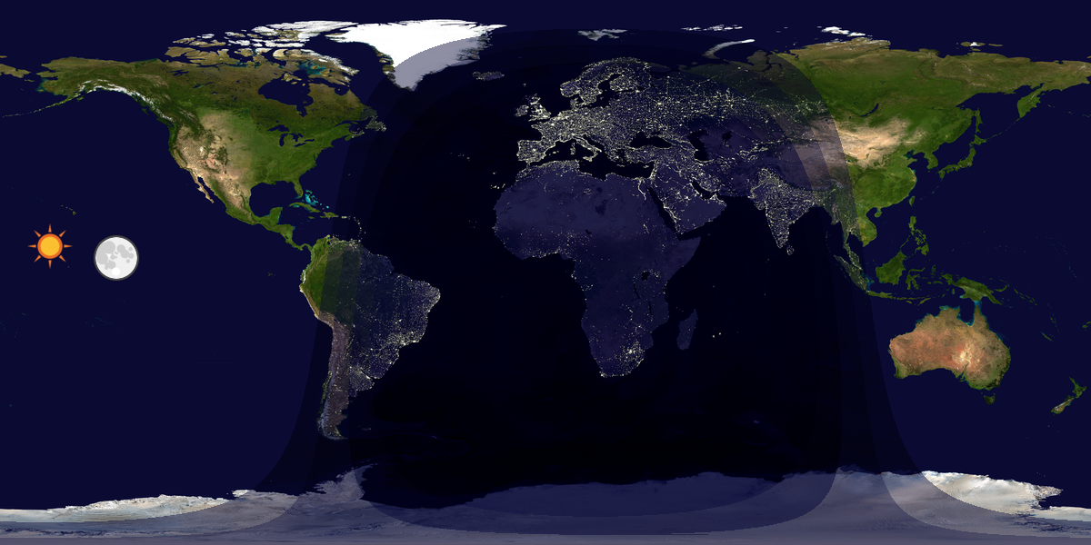 Verdenskart som viser dag og natt 