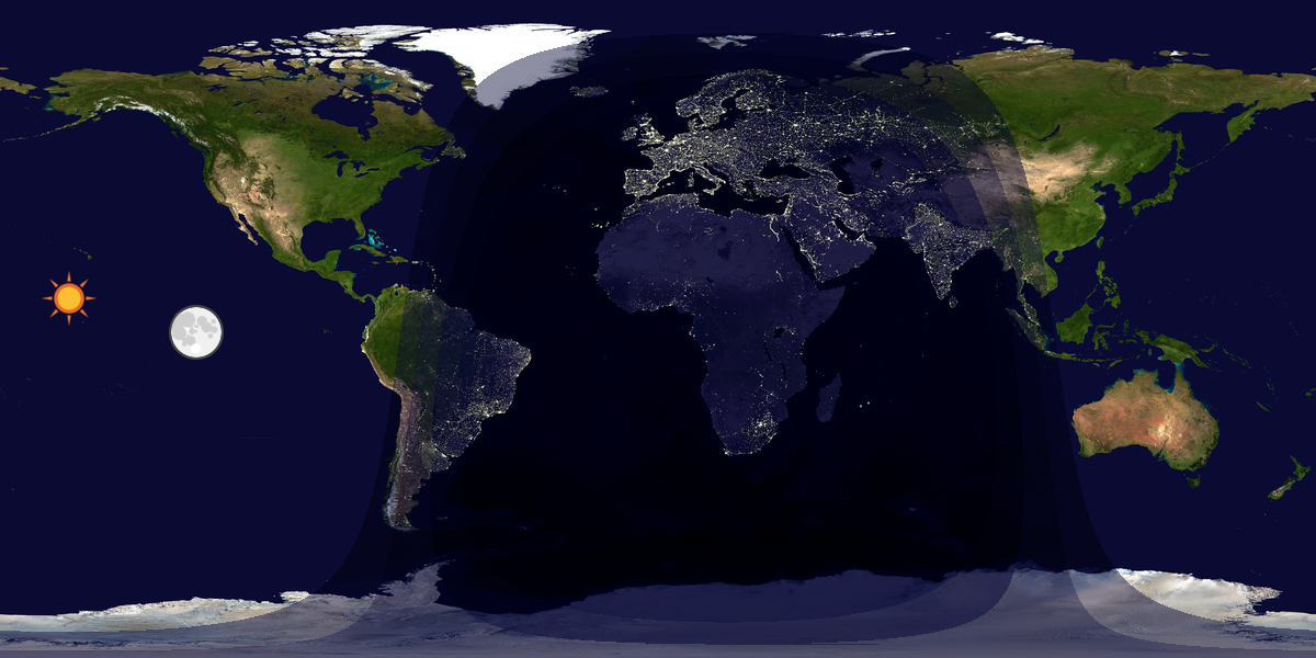 Verdenskart som viser dag og natt 