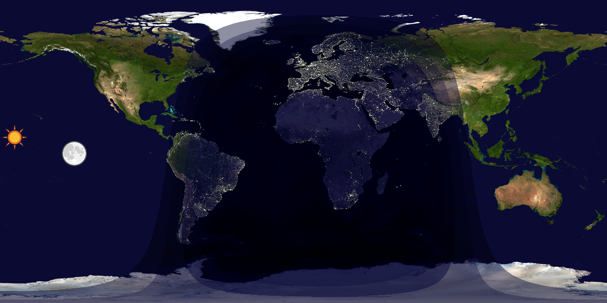 Verdenskart som viser dag og natt 