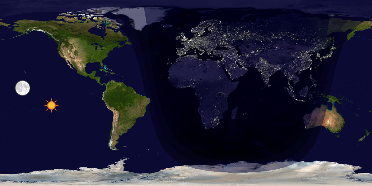 Verdenskart som viser dag og natt 