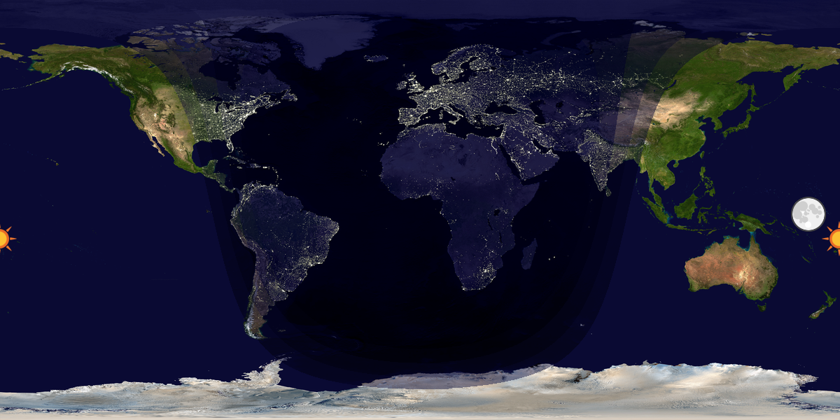 Verdenskart som viser dag og natt 