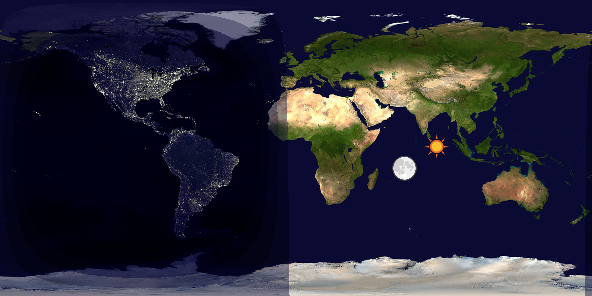 Verdenskart som viser dag og natt 