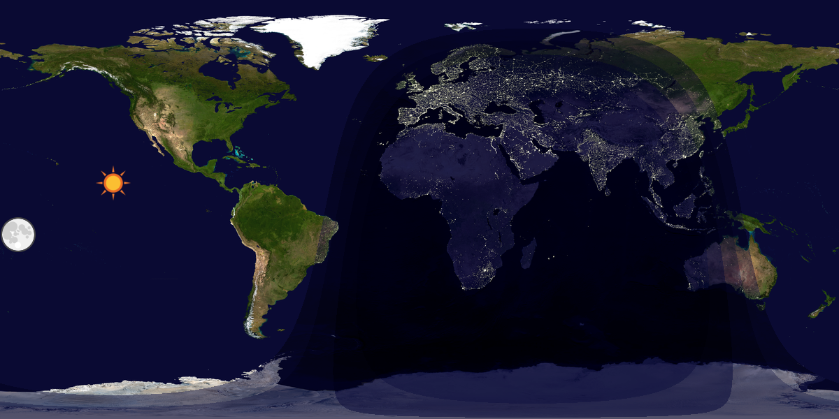Verdenskart som viser dag og natt 