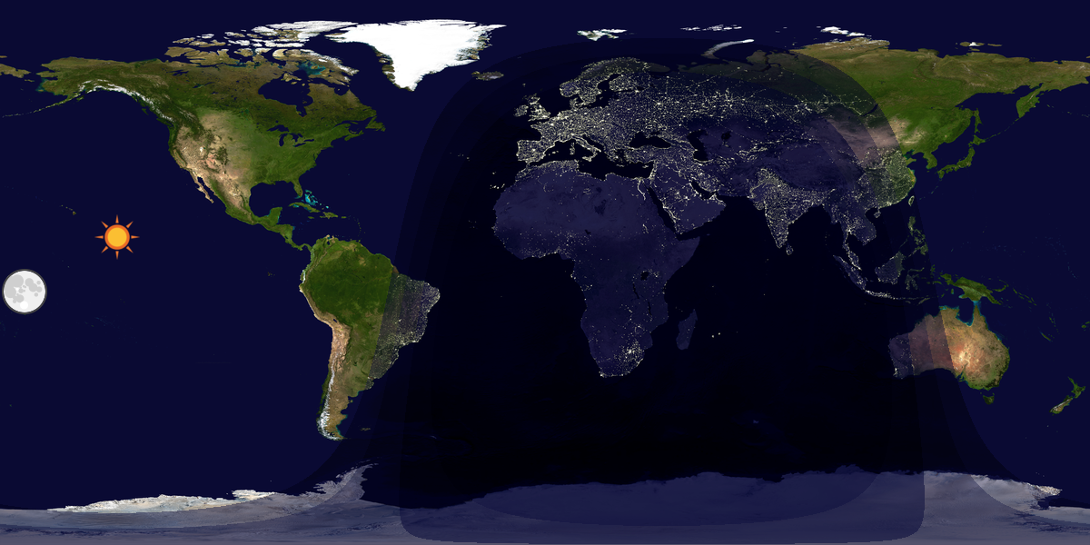Verdenskart som viser dag og natt 