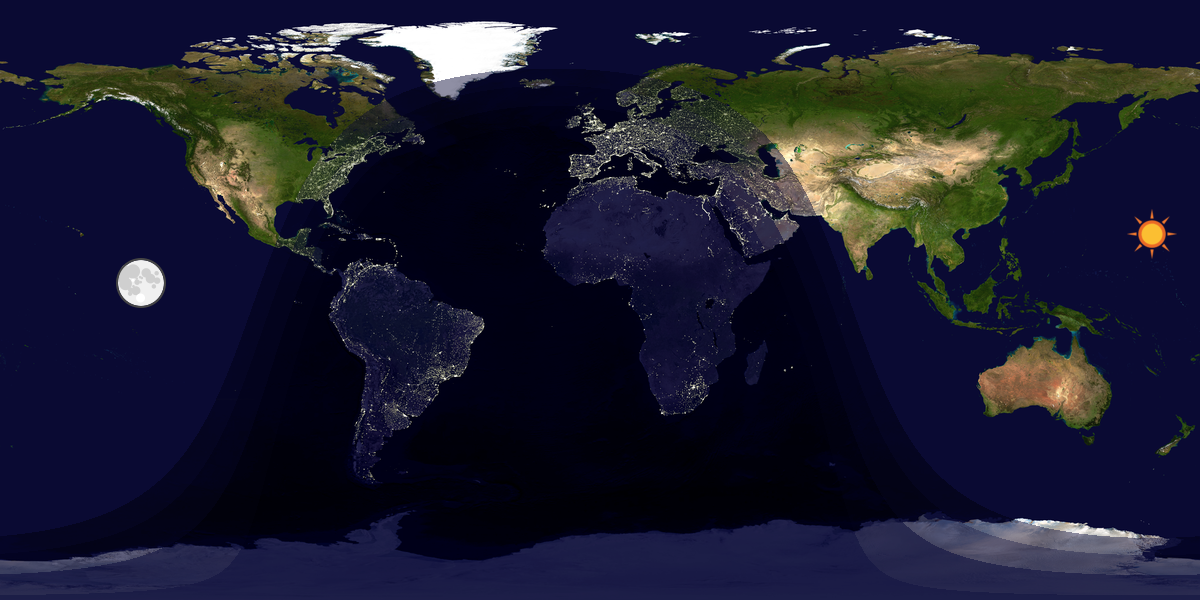 Verdenskart som viser dag og natt 