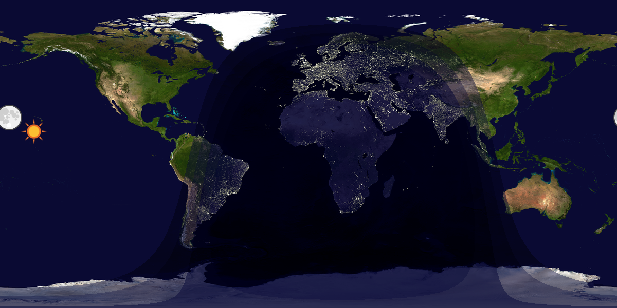 Verdenskart som viser dag og natt 