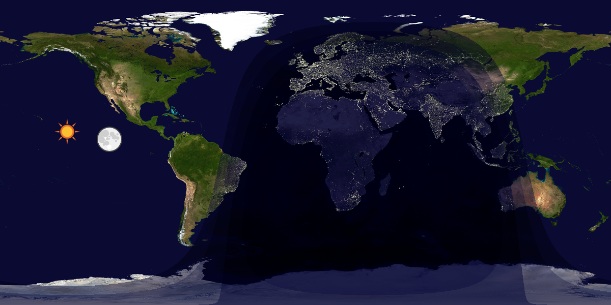 Verdenskart som viser dag og natt 