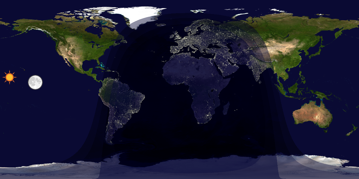 Verdenskart som viser dag og natt 