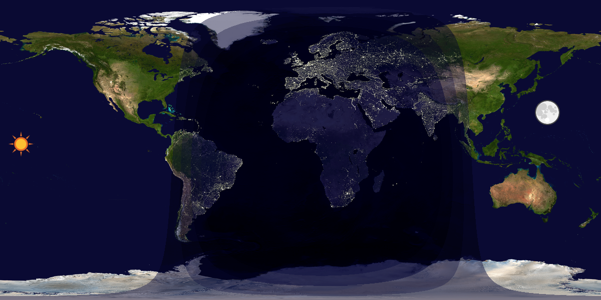 Verdenskart som viser dag og natt 