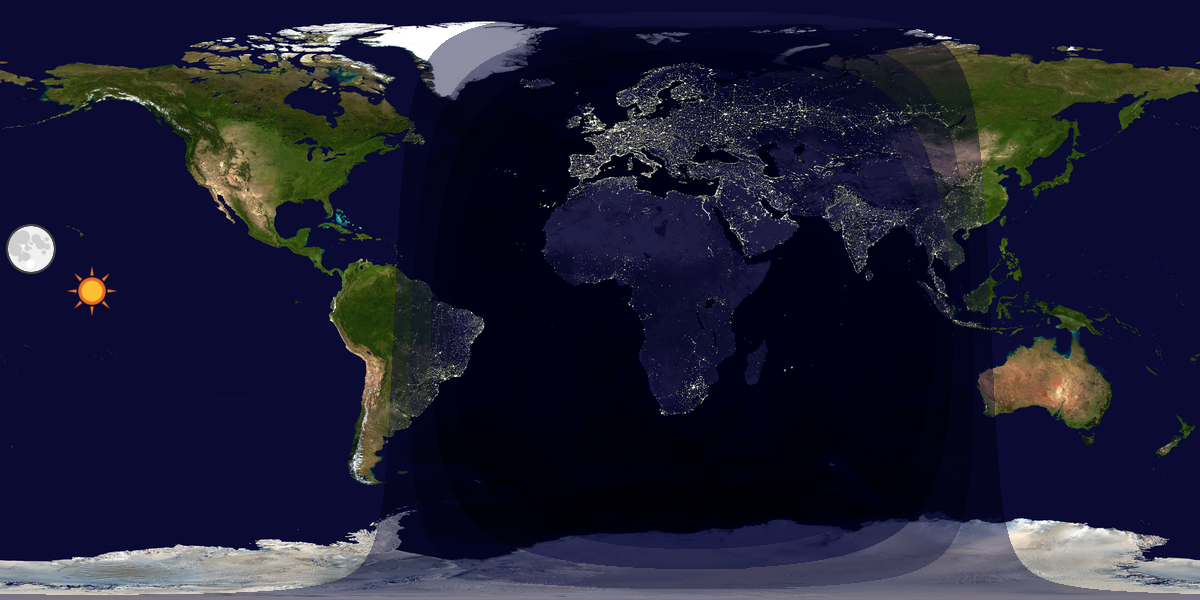 Verdenskart som viser dag og natt 