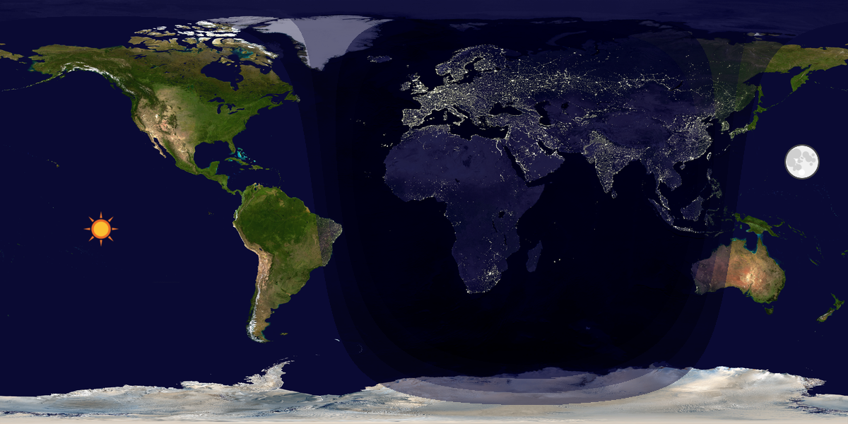 Verdenskart som viser dag og natt 