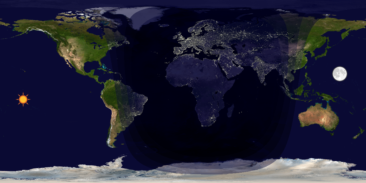 Verdenskart som viser dag og natt 