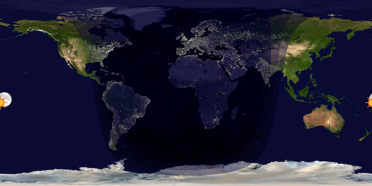 Verdenskart som viser dag og natt 