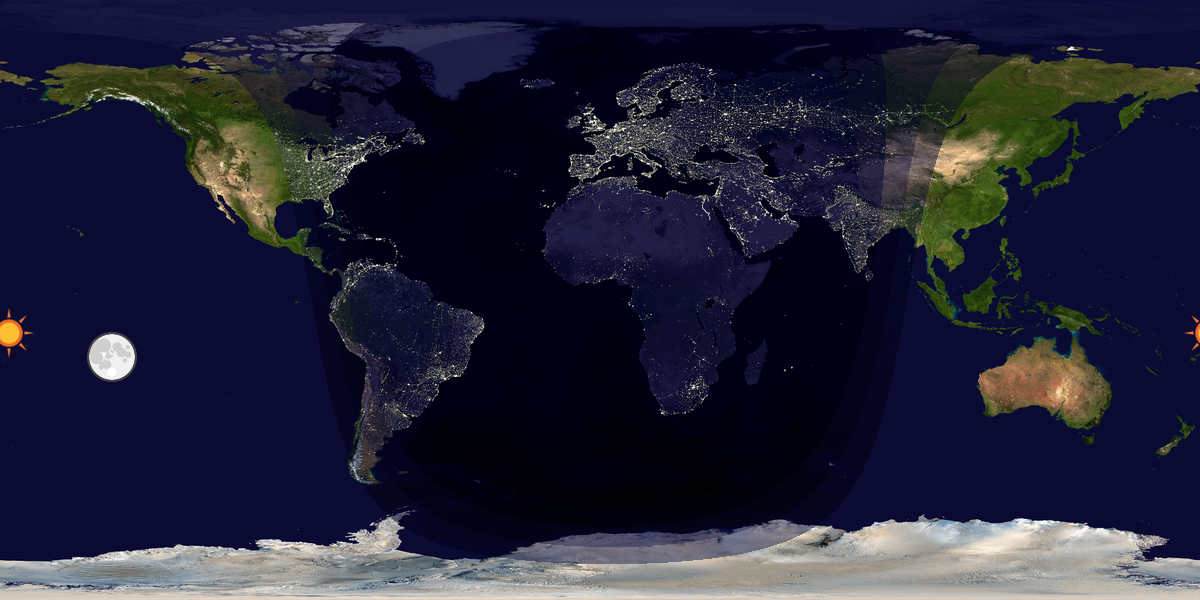 Verdenskart som viser dag og natt 