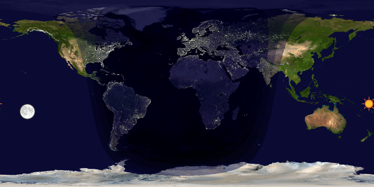 Verdenskart som viser dag og natt 