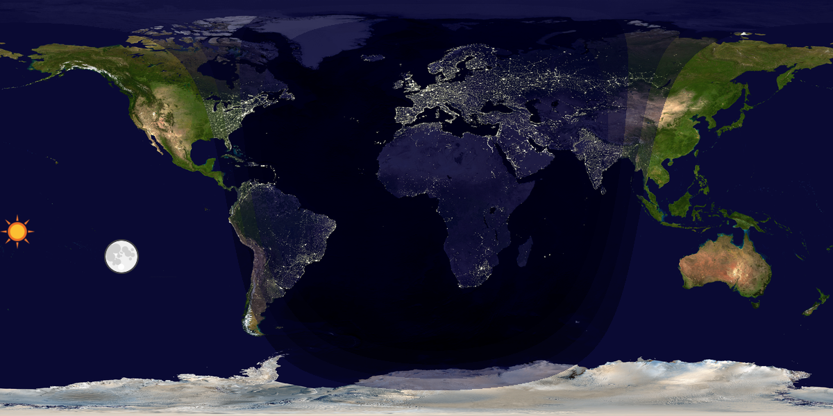 Verdenskart som viser dag og natt 