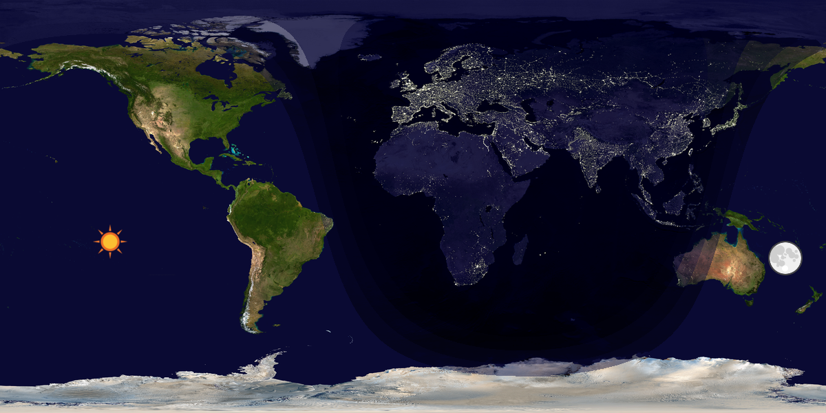 Verdenskart som viser dag og natt 
