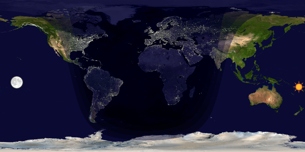 Verdenskart som viser dag og natt 