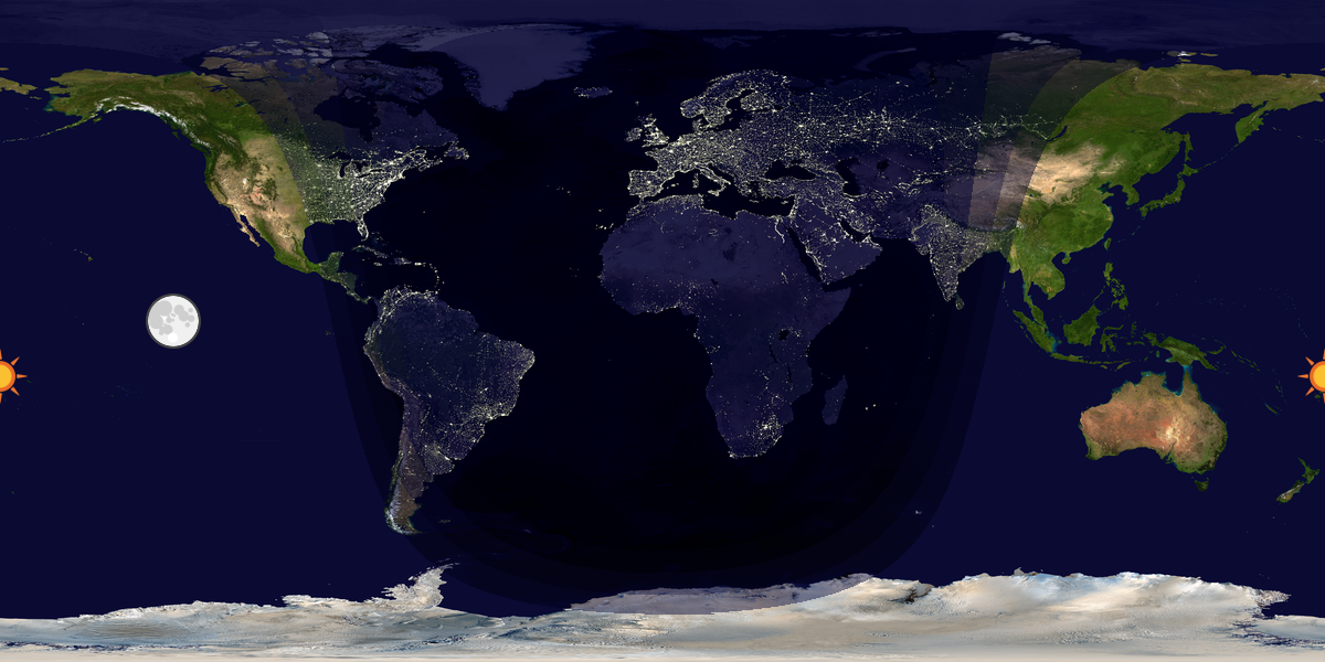 Verdenskart som viser dag og natt 