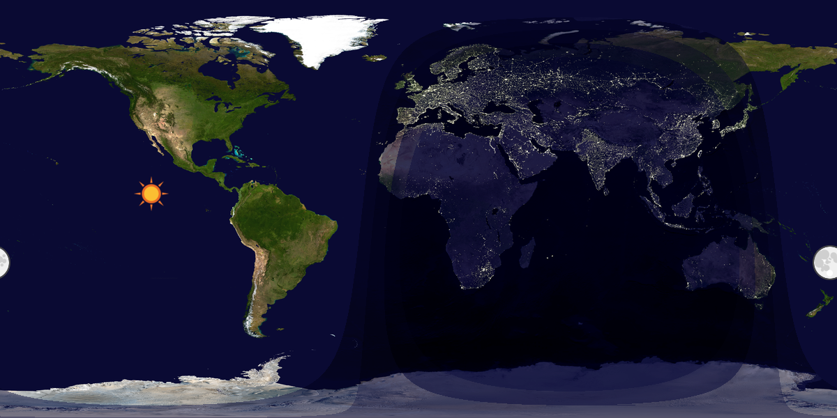 Verdenskart som viser dag og natt 