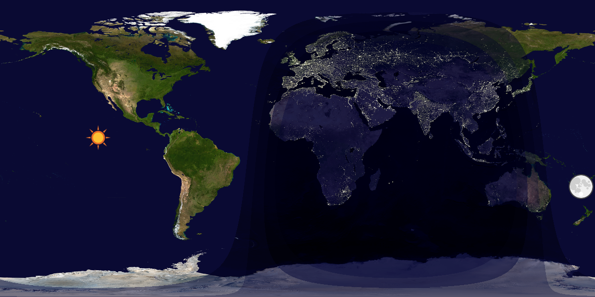 Verdenskart som viser dag og natt 