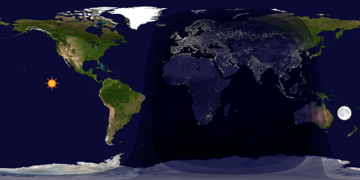 Verdenskart som viser dag og natt 