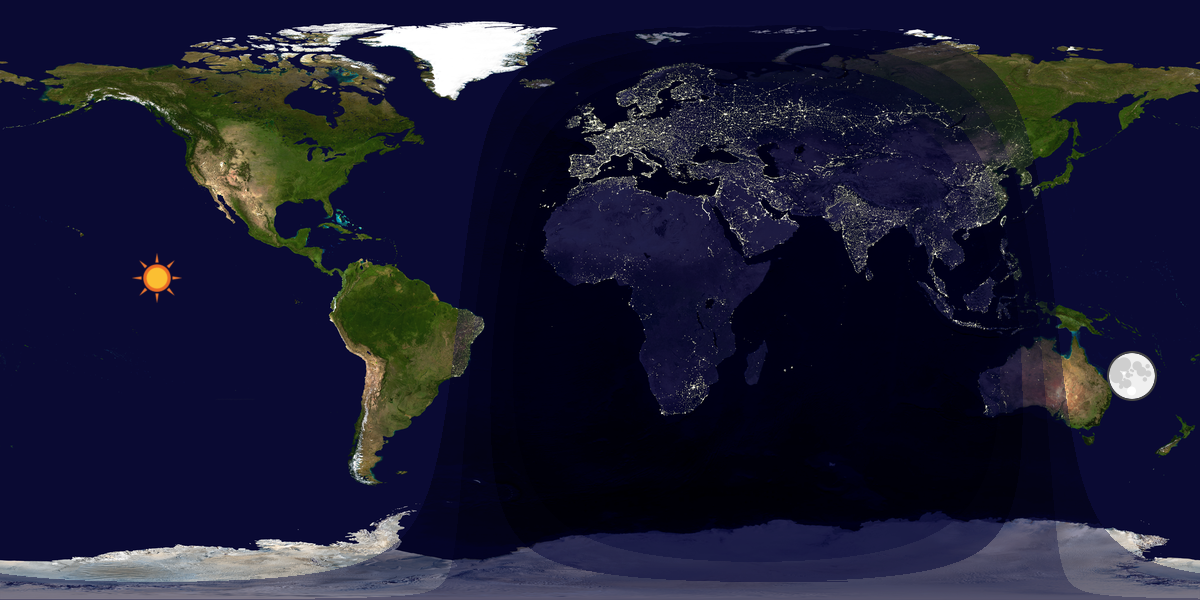 Verdenskart som viser dag og natt 