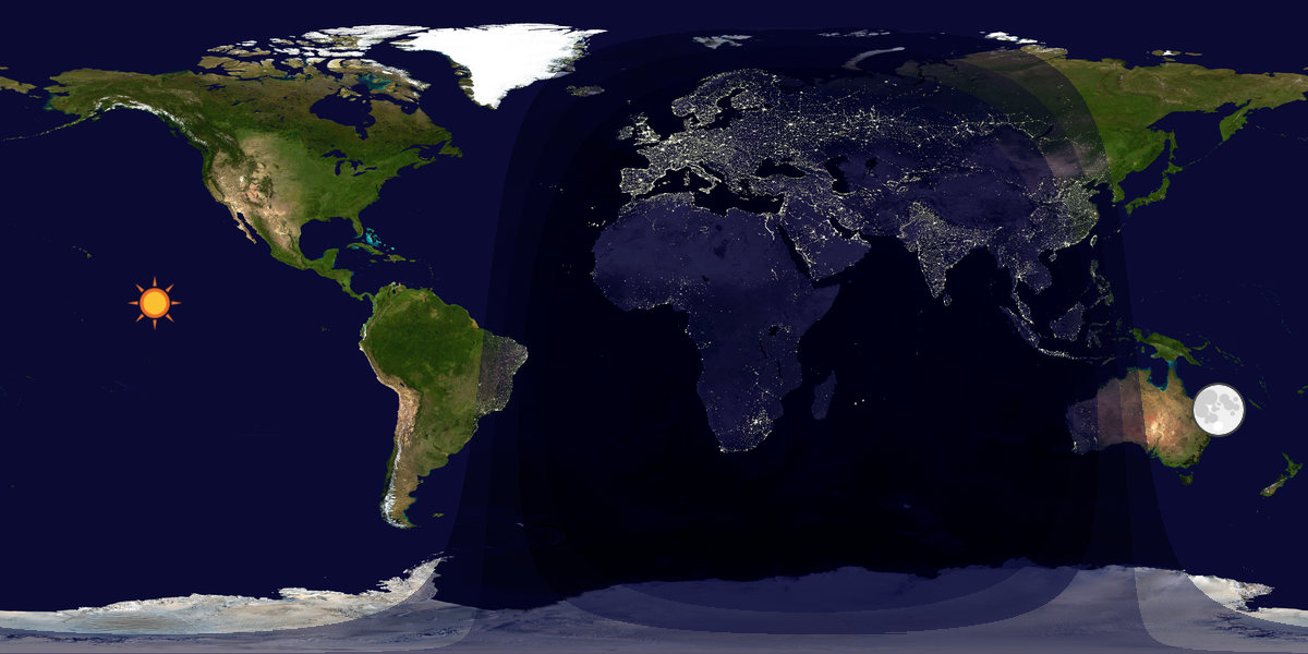 Verdenskart som viser dag og natt 