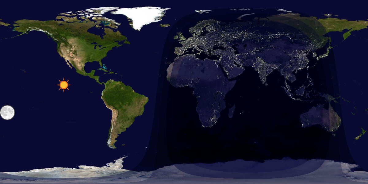 Verdenskart som viser dag og natt 