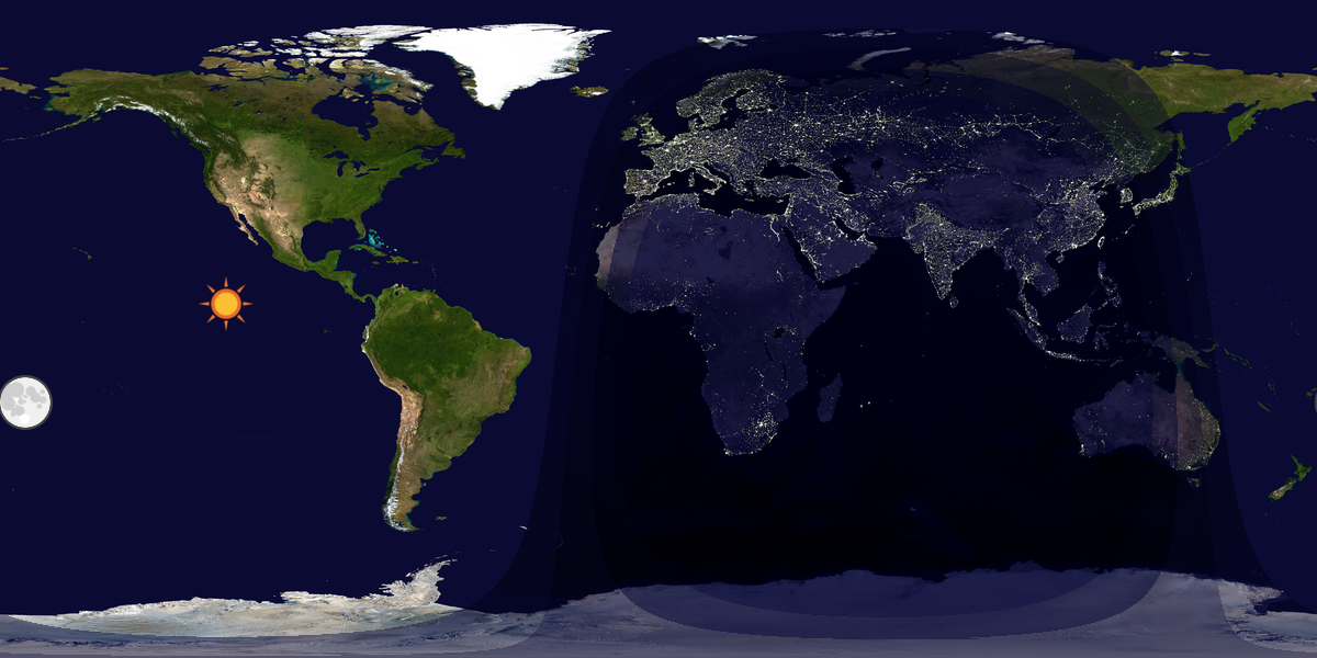 Verdenskart som viser dag og natt 