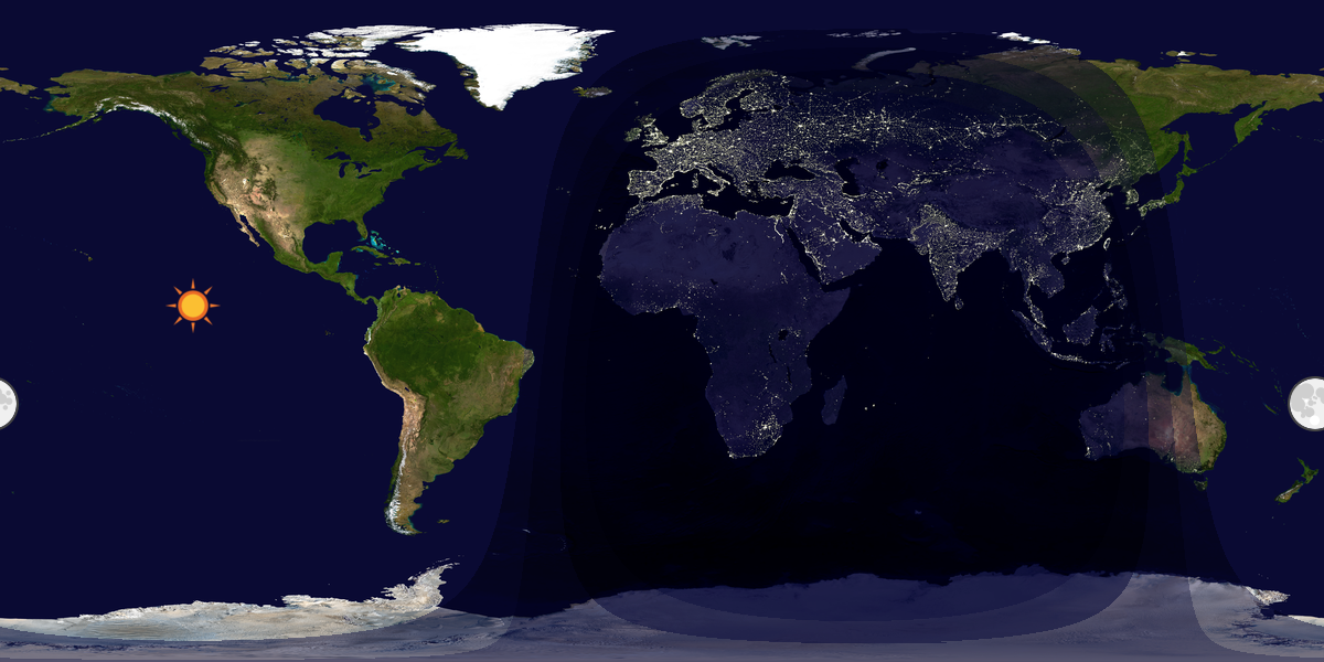 Verdenskart som viser dag og natt 