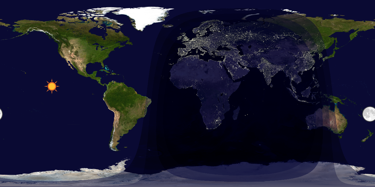 Verdenskart som viser dag og natt 
