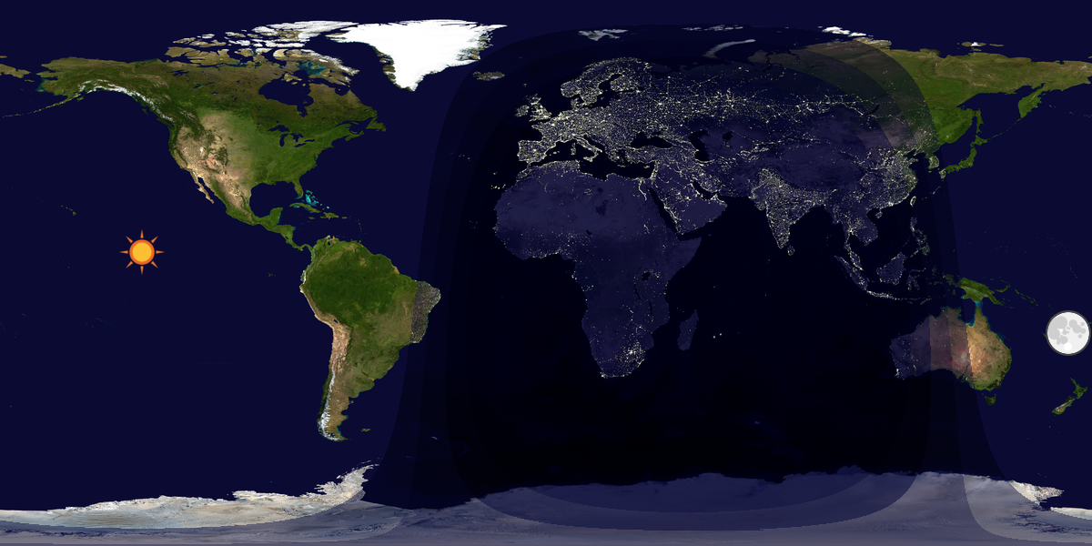 Verdenskart som viser dag og natt 
