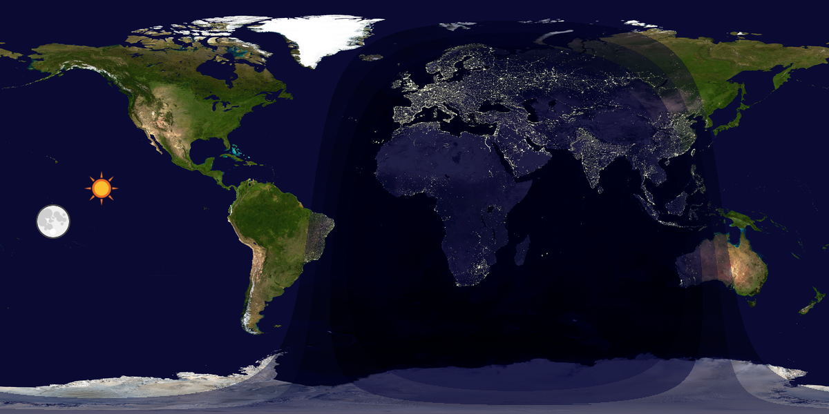 Verdenskart som viser dag og natt 
