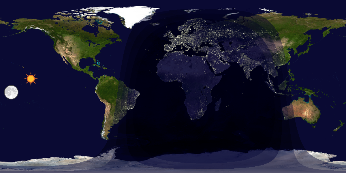 Verdenskart som viser dag og natt 