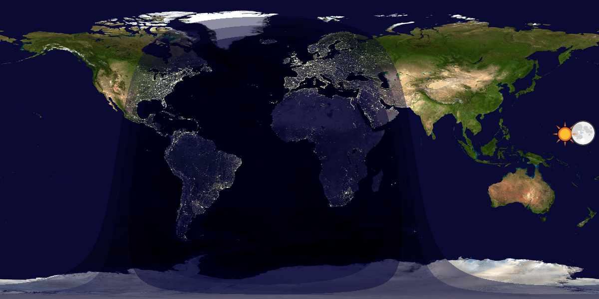 Verdenskart som viser dag og natt 