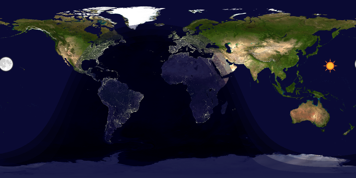 Verdenskart som viser dag og natt 