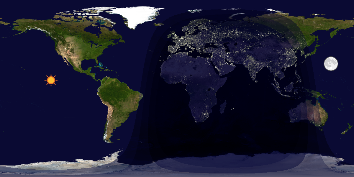 Verdenskart som viser dag og natt 