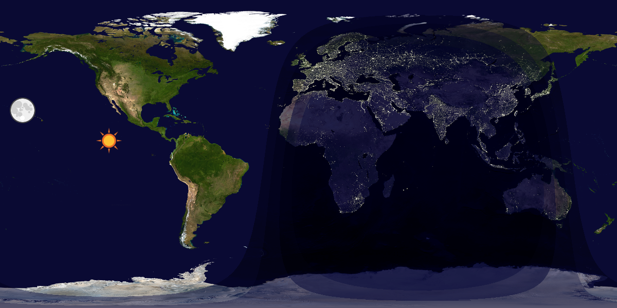 Verdenskart som viser dag og natt 