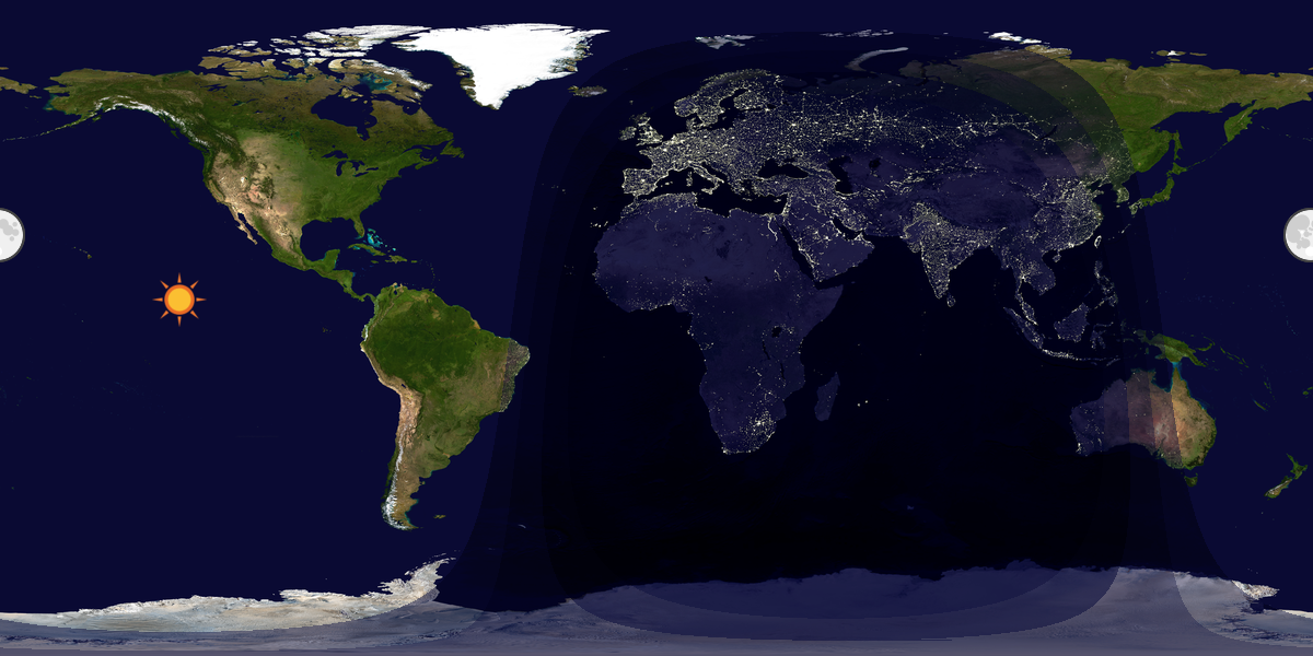 Verdenskart som viser dag og natt 