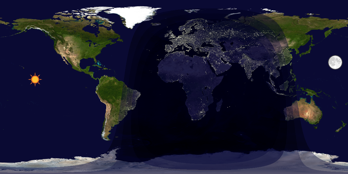 Verdenskart som viser dag og natt 