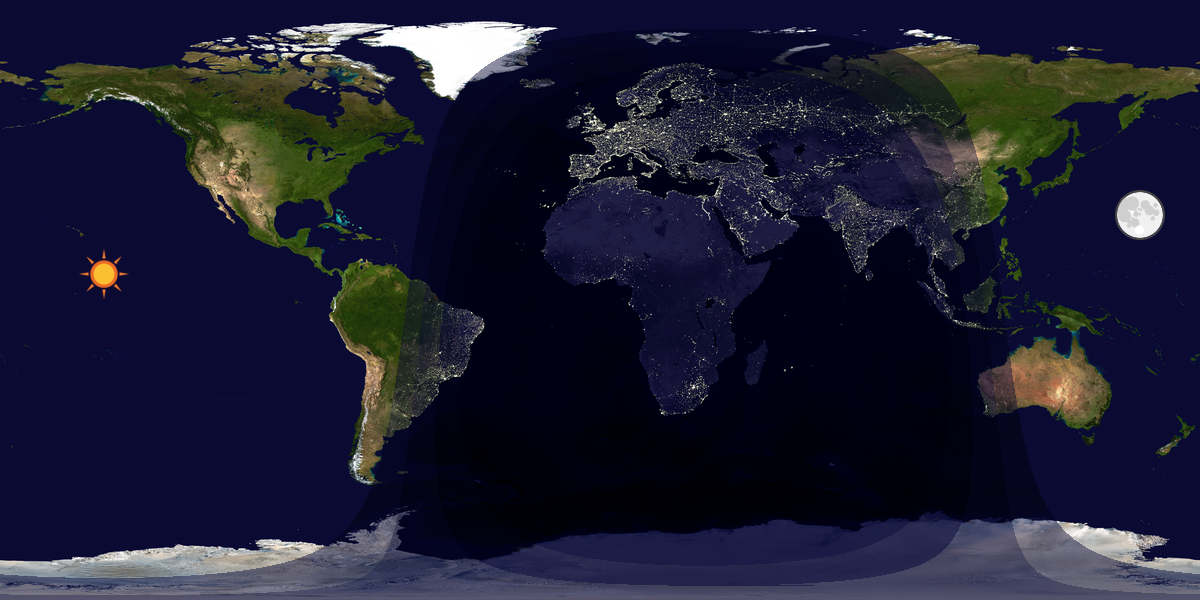 Verdenskart som viser dag og natt 