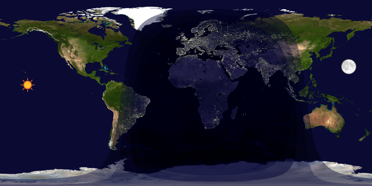 Verdenskart som viser dag og natt 