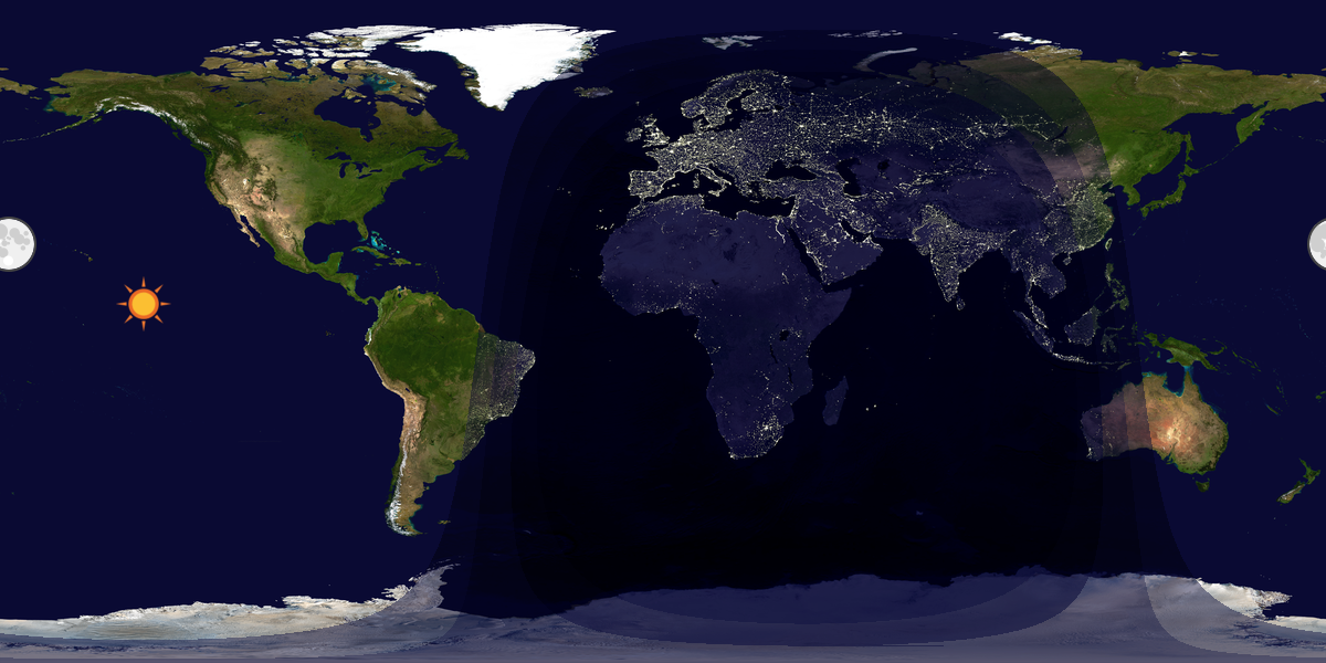 Verdenskart som viser dag og natt 