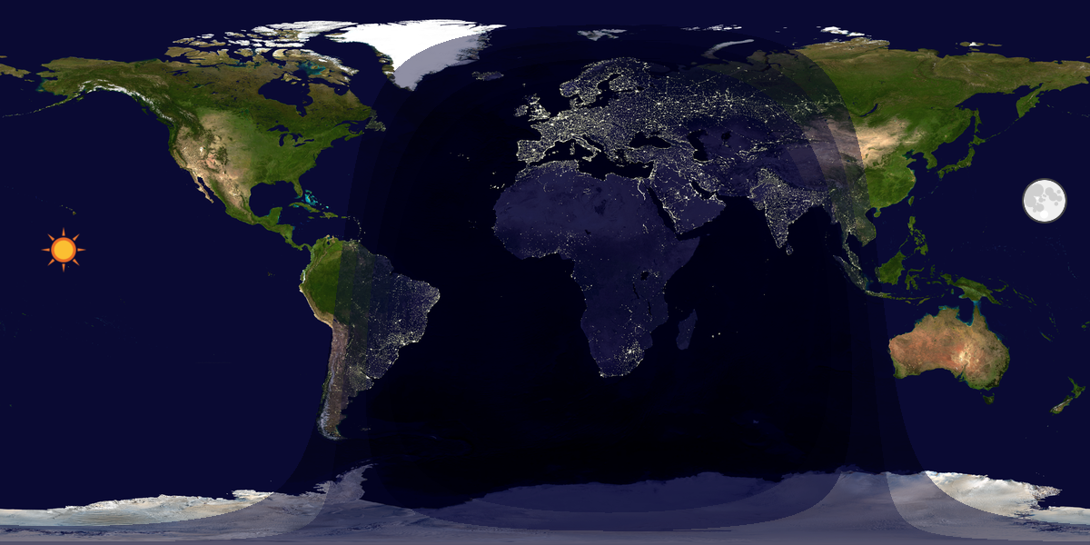 Verdenskart som viser dag og natt 