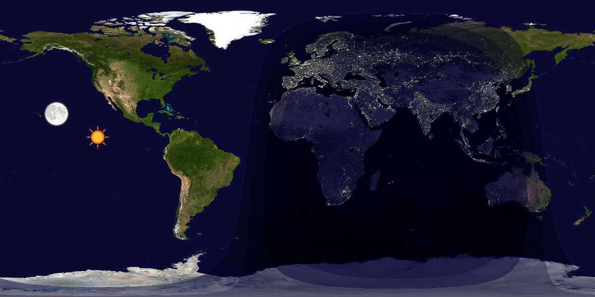 Verdenskart som viser dag og natt 